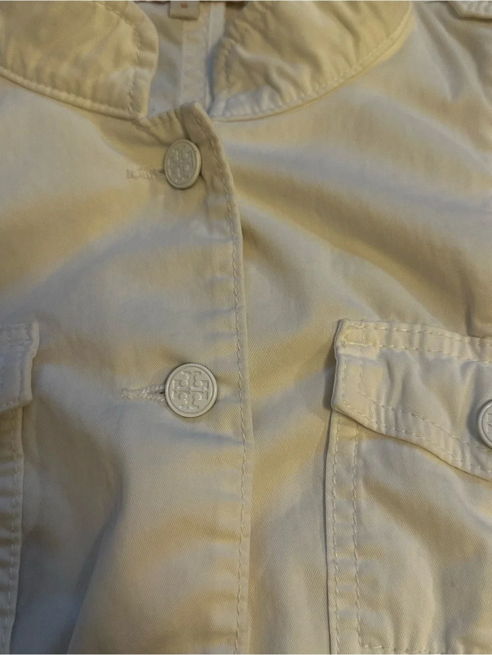 TORY BURCH Women's Sgt. Pepper Jacket Chalk (Ivory) Denim Coat Button Sz M $295